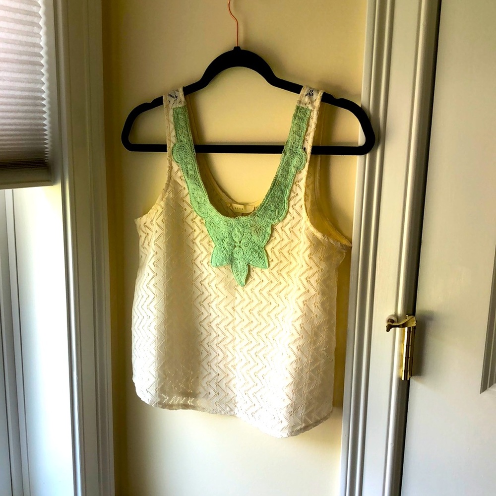 White/green lace top